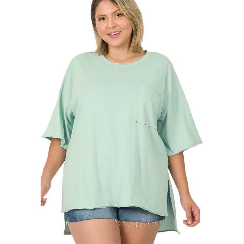 Plus Row Edge High-Low Hem Box Top - VacationGrabs