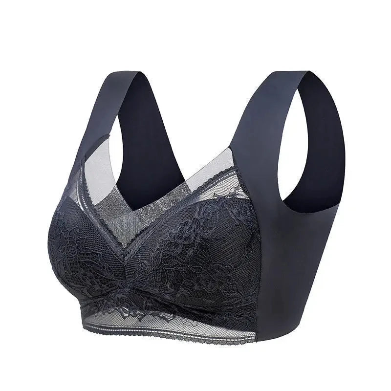 Women's black lace bra from plus size bra shop, comfortable fit