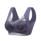 Women's wireless lace bra in dark purple, perfect for comfort and support, plus size bra shop