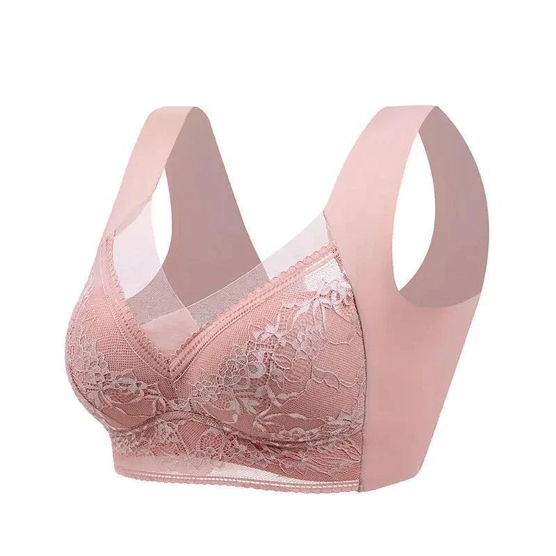 Women's pink lace bra, comfortable fit, plus size bra shop