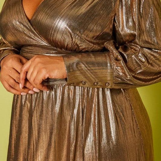 Women's Dresses Plus Size Bronze Flare Maxi Dress