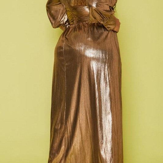 Women's Dresses Plus Size Bronze Flare Maxi Dress