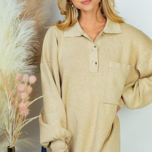 Women's Shirts Plus Size Brown Long Sleeve Solid Knit Top