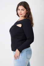 Black ribbed top for women, perfect for casual outings, plus size clothiers