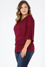 Plus Size Cowl Neck Basic Top - VacationGrabs