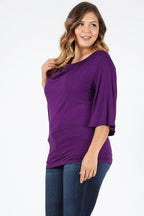 Plus Size Cowl Neck Basic Top - VacationGrabs