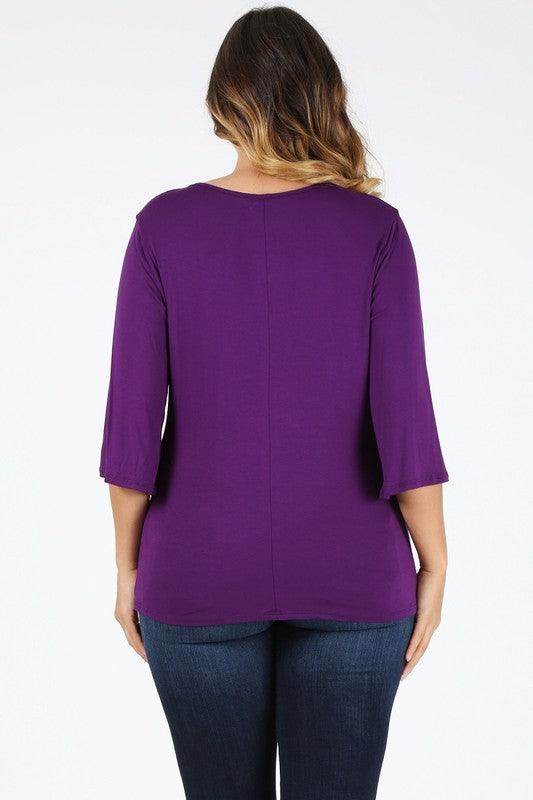 Plus Size Cowl Neck Basic Top - VacationGrabs