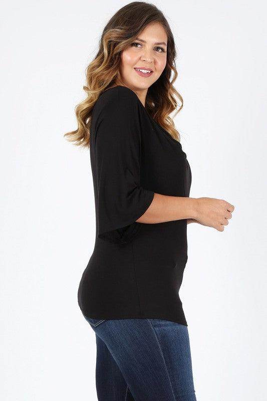Plus Size Cowl Neck Basic Top - VacationGrabs