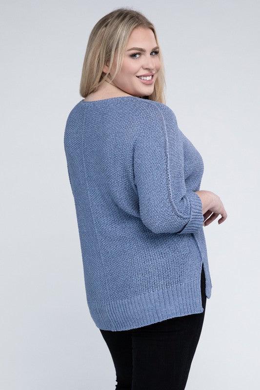 Women's Sweaters Plus Size Crew Neck Knit Sweater