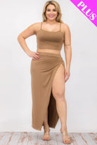 Women's Outfits & Sets Plus Size Crop Cami & Split Thigh Maxi Skirt Set