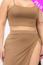 Women's Outfits & Sets Plus Size Crop Cami & Split Thigh Maxi Skirt Set