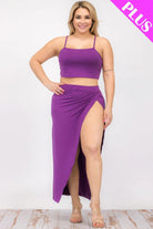 Women's Outfits & Sets Plus Size Crop Cami & Split Thigh Maxi Skirt Set