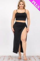 Women's Outfits & Sets Plus Size Crop Cami & Split Thigh Maxi Skirt Set