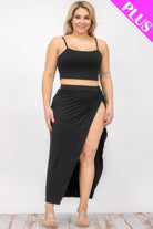 Women's Outfits & Sets Plus Size Crop Cami & Split Thigh Maxi Skirt Set