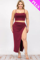 Women's Outfits & Sets Plus Size Crop Cami & Split Thigh Maxi Skirt Set