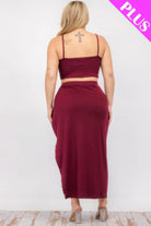 Women's Outfits & Sets Plus Size Crop Cami & Split Thigh Maxi Skirt Set