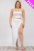 Women's Outfits & Sets Plus Size Crop Cami & Split Thigh Maxi Skirt Set