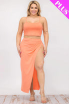 Women's Outfits & Sets Plus Size Crop Cami & Split Thigh Maxi Skirt Set