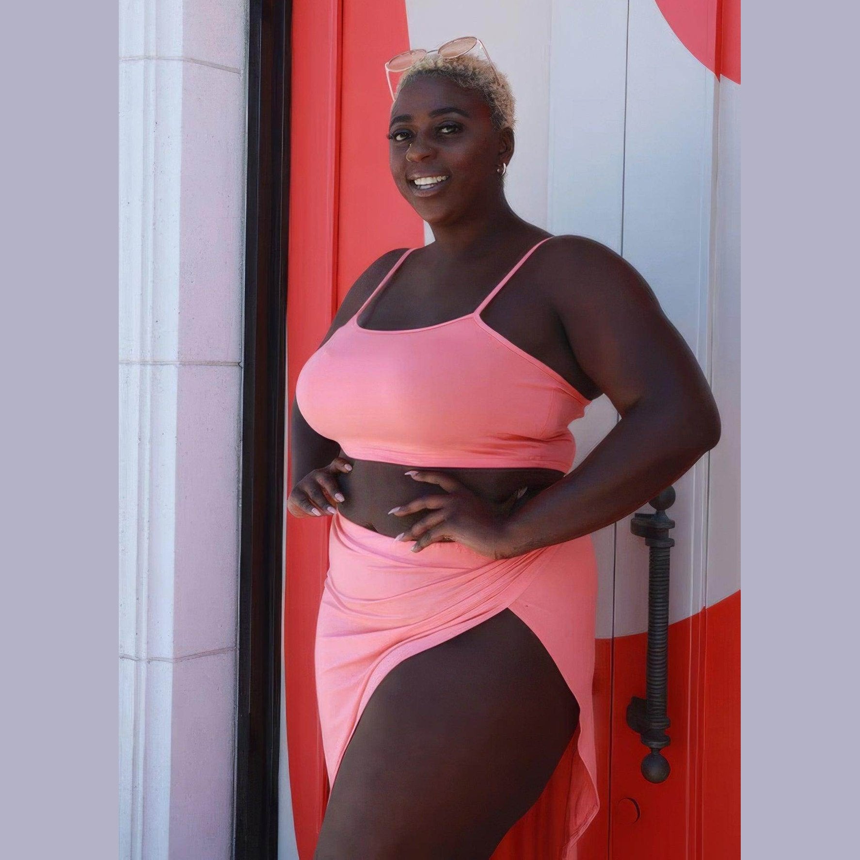 Plus Crop Cami & Split Thigh Maxi Skirt Set - VacationGrabs
