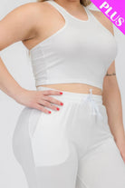 Women's Activewear Plus Size Crop Tank Top & Ruched Pants Set