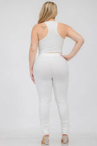 Women's Activewear Plus Size Crop Tank Top & Ruched Pants Set