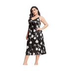 Trendsi plus size floral lace nightgown in black with floral print and spaghetti straps