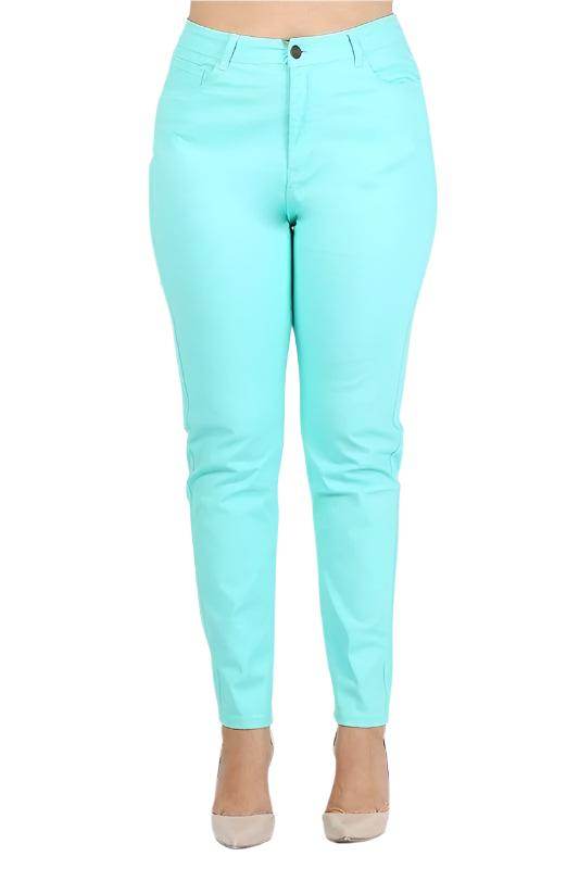 Plus Size High Waist Solid Stretch Jeans Pants - VacationGrabs