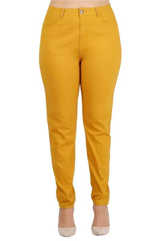 Plus Size High Waist Solid Stretch Jeans Pants - VacationGrabs