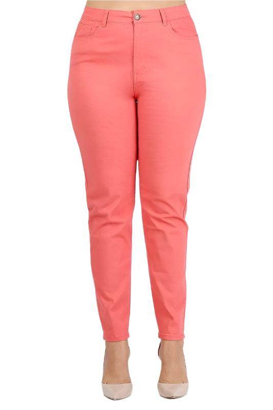 Plus Size High Waist Solid Stretch Jeans Pants - VacationGrabs
