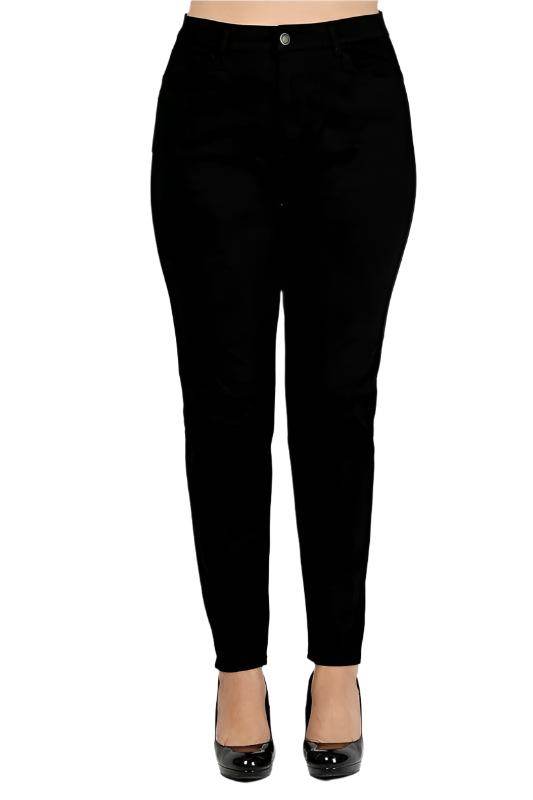 Plus Size High Waist Solid Stretch Jeans Pants - VacationGrabs