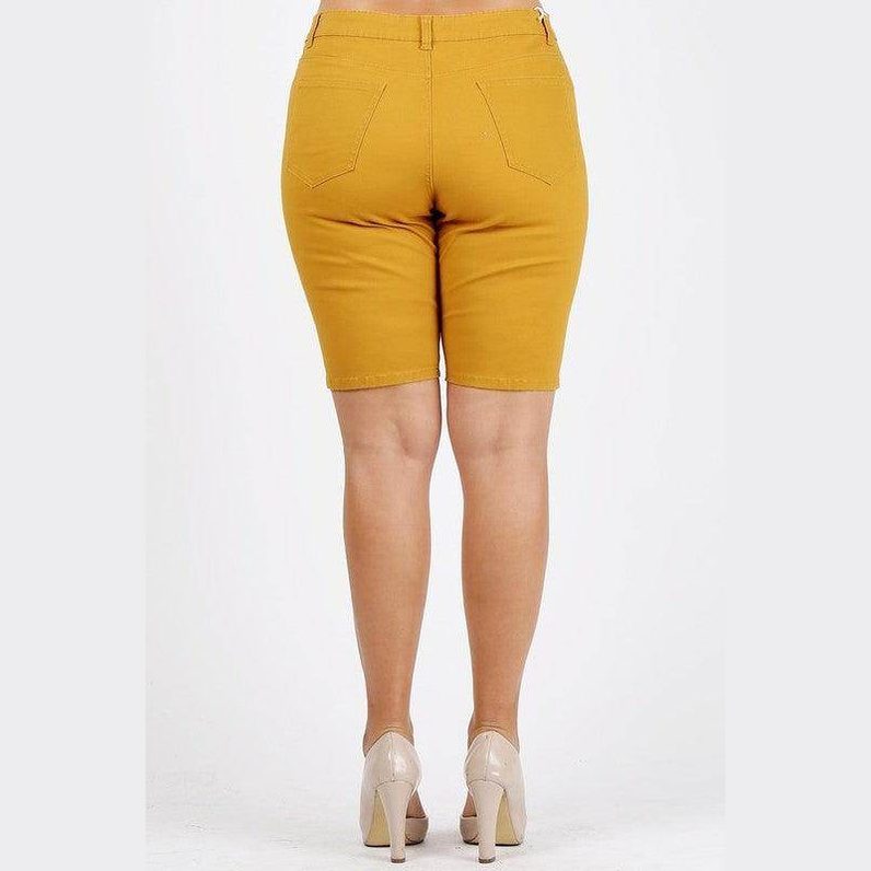 Plus Size High Waist Solid Stretch Shorts - VacationGrabs