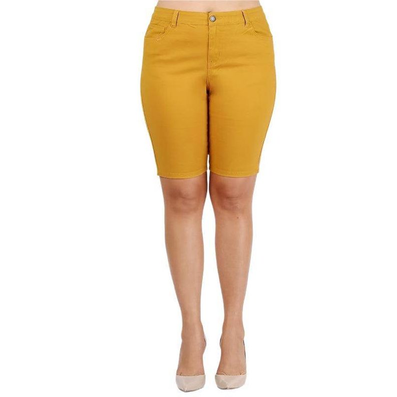 Plus Size High Waist Solid Stretch Shorts - VacationGrabs