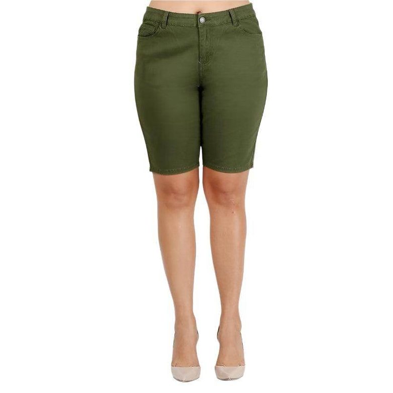 Plus Size High Waist Solid Stretch Shorts - VacationGrabs