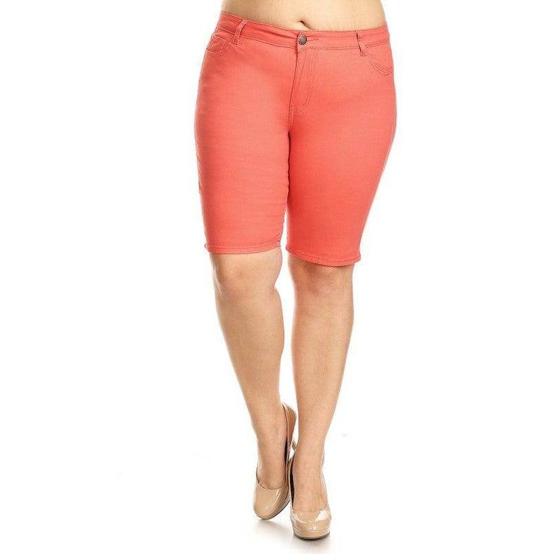 Plus Size High Waist Solid Stretch Shorts - VacationGrabs