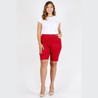 Plus Size High Waist Solid Stretch Shorts - VacationGrabs