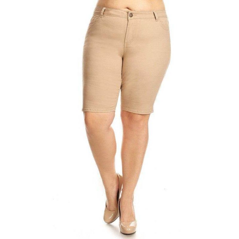Plus Size High Waist Solid Stretch Shorts - VacationGrabs