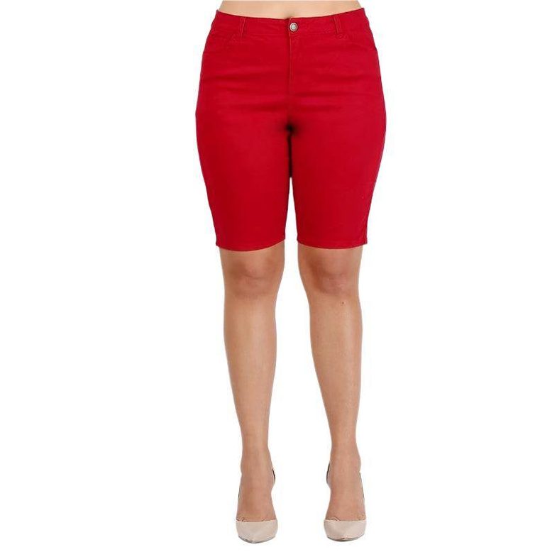 Plus Size High Waist Solid Stretch Shorts - VacationGrabs