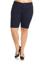 Women's Shorts Plus Size High Waist Solid Stretch Shorts