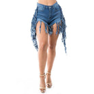 By Claude Plus Size Jean Shorts with Distressed Frayed Hem for Trendy Summer Style