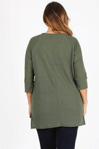 Plus Size Knit V-Neck Hi-Low Top - VacationGrabs