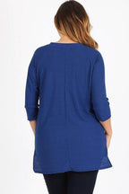 Plus Size Knit V-Neck Hi-Low Top - VacationGrabs