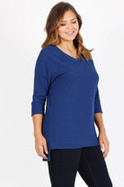 Women's Shirts Plus Size Knit V-Neck Hi-Low Top