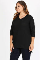 Women's Shirts Plus Size Knit V-Neck Hi-Low Top