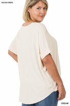 Zenana Plus Size Layered Top in Cream, featuring a relaxed fit and soft rayon fabric