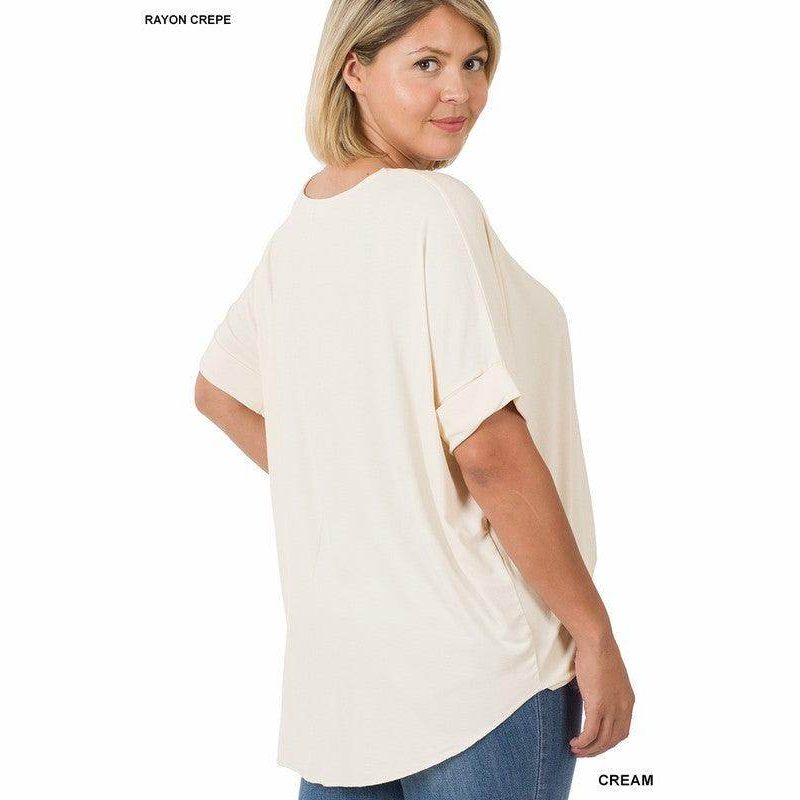 Zenana Plus Size Layered Top in Cream, featuring a relaxed fit and soft rayon fabric