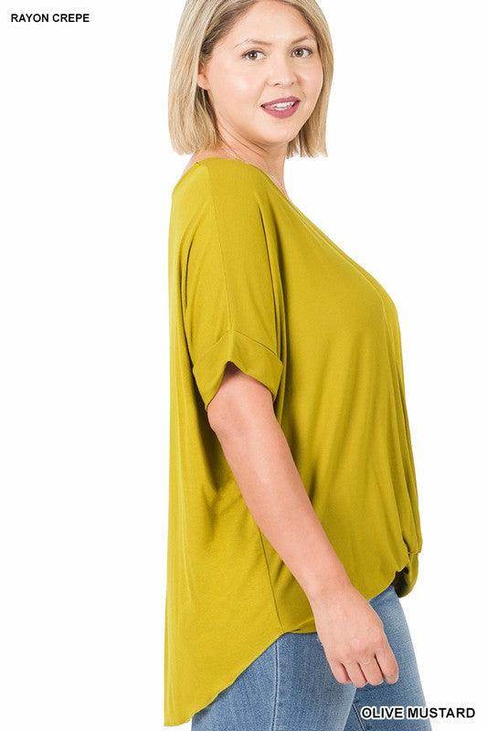 ZENANA Plus size layered top in olive mustard for comfortable casual wear