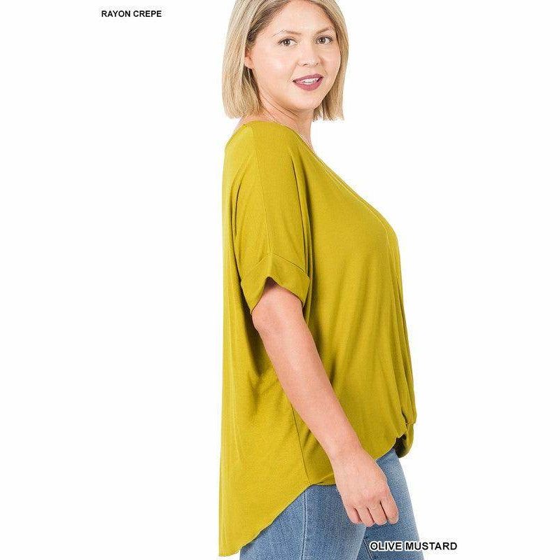 ZENANA Plus size layered top in olive mustard for comfortable casual wear