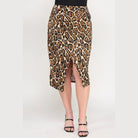 Plus size leopard print skirt featuring a high slit design for a stylish summer look