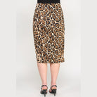 Back view of plus size leopard print skirt by VacationGrabs, perfect for casual or dressy occasions