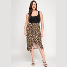Plus size leopard print skirt with a stylish slit, perfect for trendy summer outfits